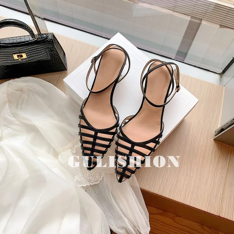

2022 New Pointed Toe Shoes Woman Heels Fashion Genuine Leather High Heels Pumps 2022 Summer Party Office Lady Women Sandals
