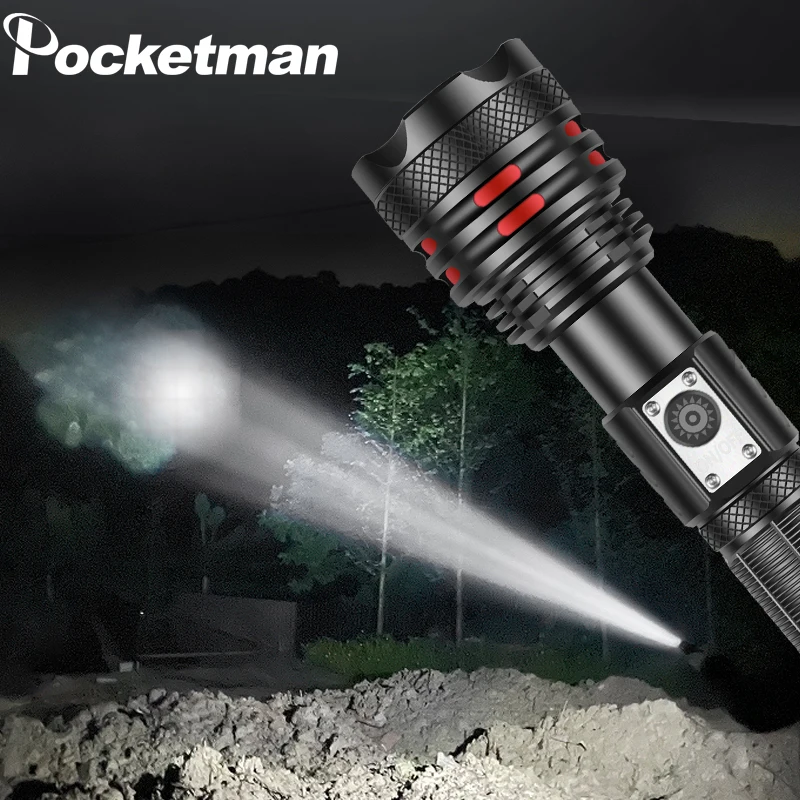 

Powerful 5 Modes USB XHP70 Flashlight Waterproof Lamp Zoomable LED Rechargeable Torch 18650/26650 Battery for Camping Fishing
