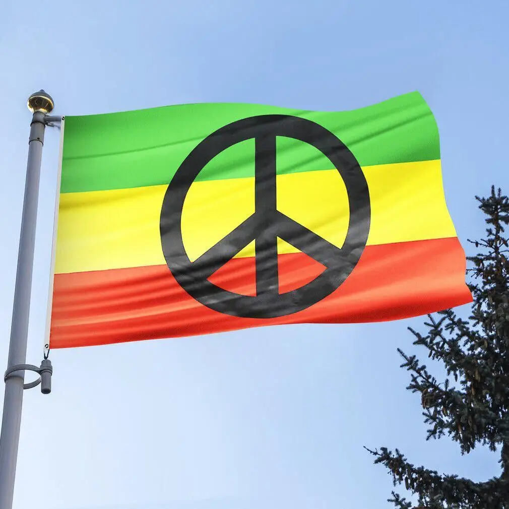

Tricolor Peace National Flag Green Yellow Red Decoration Patriot Flag 90*150cm Polyester