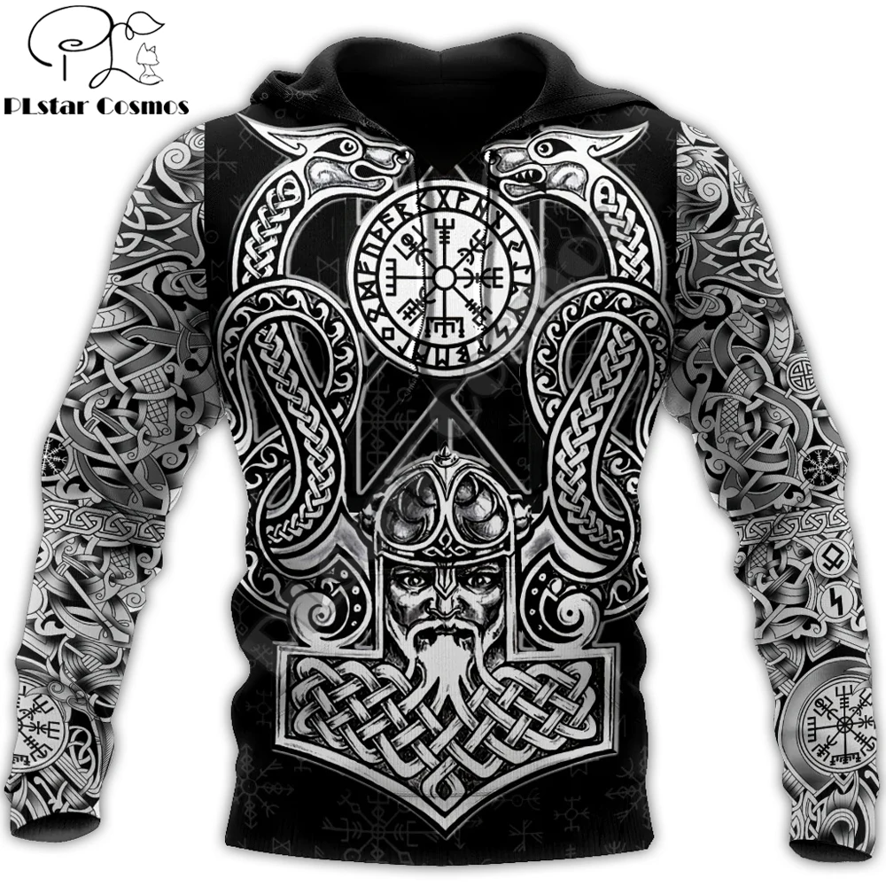 

Толстовка мужская повседневная на молнии с 3D-принтом, свитшот с принтом викингов, Тор, символ дракона, повседневная спортивная одежда, осень...