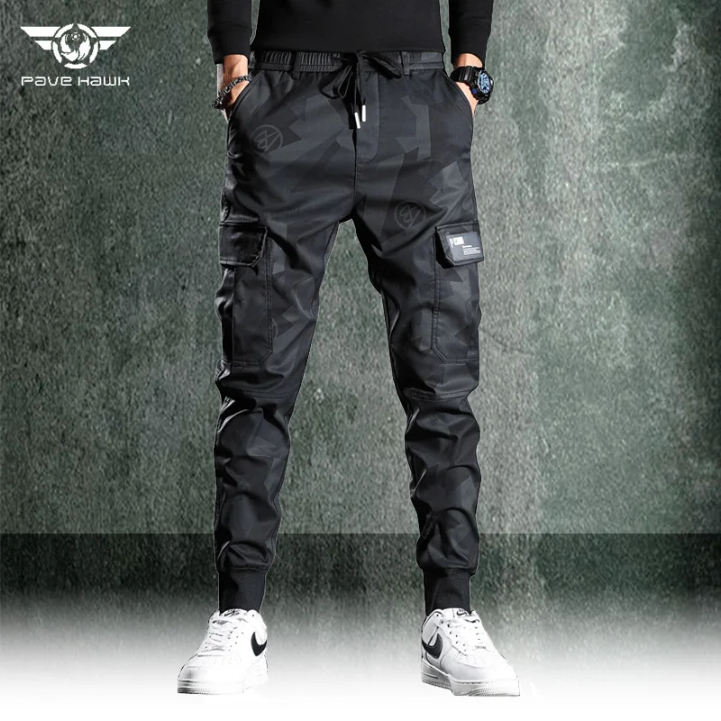 

Men's Military Cargo Pants Camouflage Multi-pocket Tactical Trousers Outdoor Jogging Athleisure Pants Slim Ankle-tied Pants Male