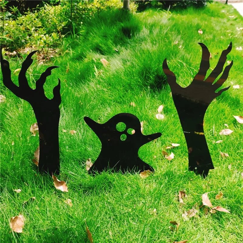 

Halloween Ground Insertion Garden Lawn Courtyard Decor Card Ghost Pumpkin Skull Grass Decor Ghost Hand Insertion Horror Props