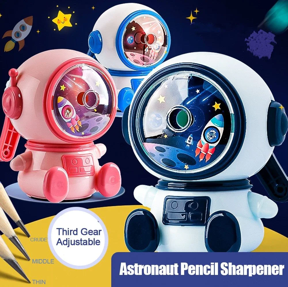 Creative Astronaut Pencil Sharpener Three-speed Hand-Cranked Automatic Roll Student School Fun Stationery Gifts