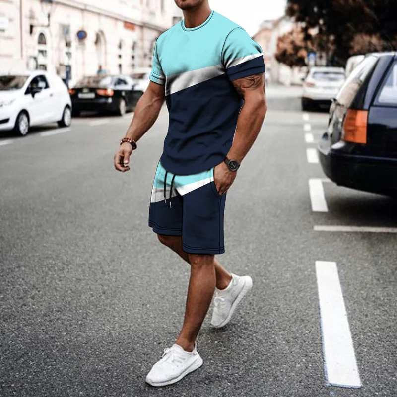 Summer New Fashion Tracksuit Set Men Casual T-shirt 3D  Print Trend Men's Crewneck  Sports Short Sleeve Male Jogger Outfits