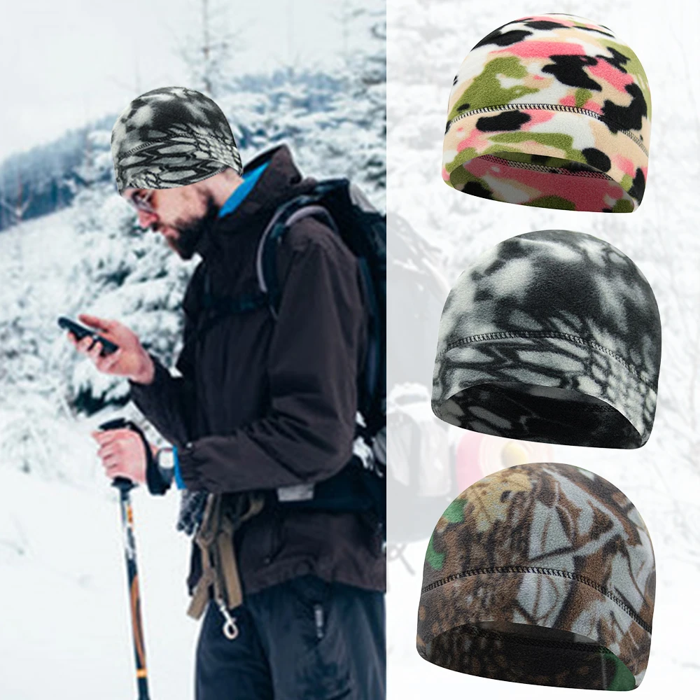 Камуфляжные флисовые колпачки мужские зимние теплые уличные спортивные лыжные