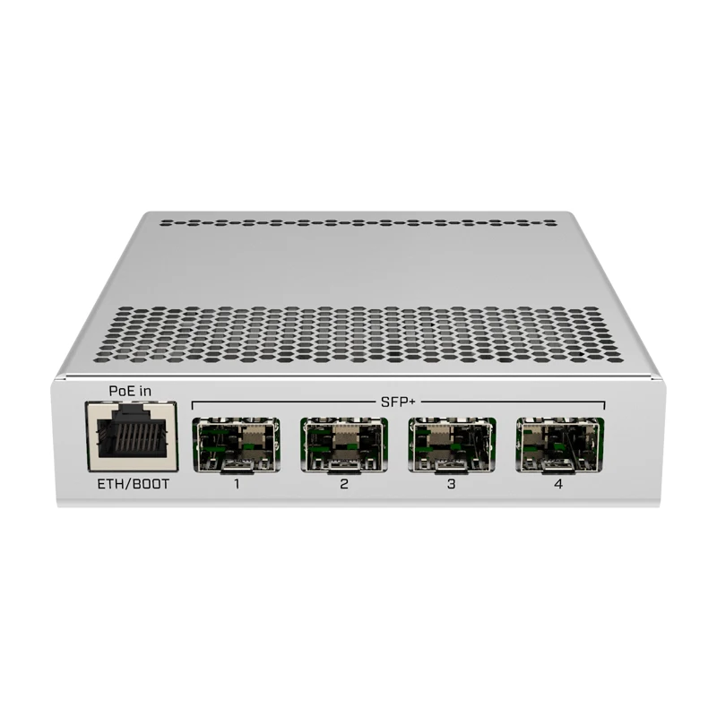 MikroTik CRS305-1G-4S+IN Five-port desktop switch with one Gigabit Ethernet port and four SFP+ 10Gbps ports