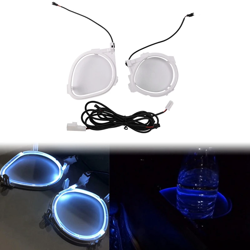 

LED Cup Holder Lights Car Interior Decorative Lamp Atmosphere Ambient Light Ice Blue for Toyota C-HR 2018-2021