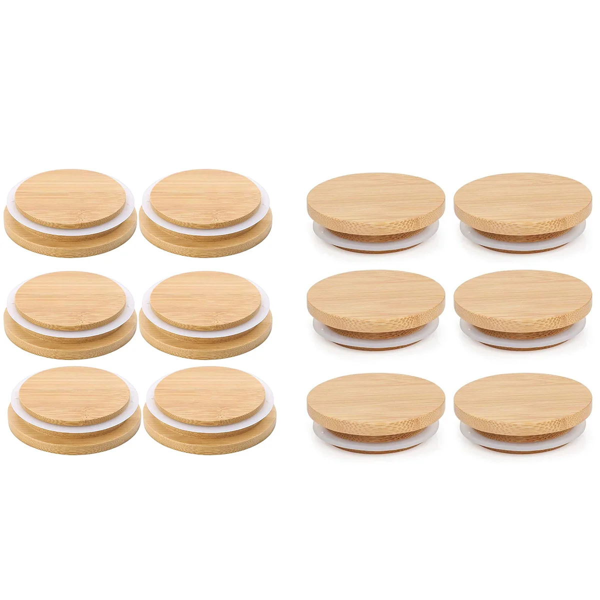 

6Pcs Bamboo Mason Jar Lids with Straw Hole 70mm/86mm Wide Mouth Lid Bamboo Jar Lids with Silicone Sealing Rings for Can Glass