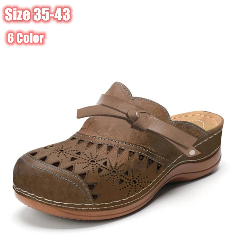 

Летние женские шлепанцы, Винтажная обувь в римском стиле, повседневные сандалии на танкетке, открытые удобные пляжные туфли, женские шлепан...