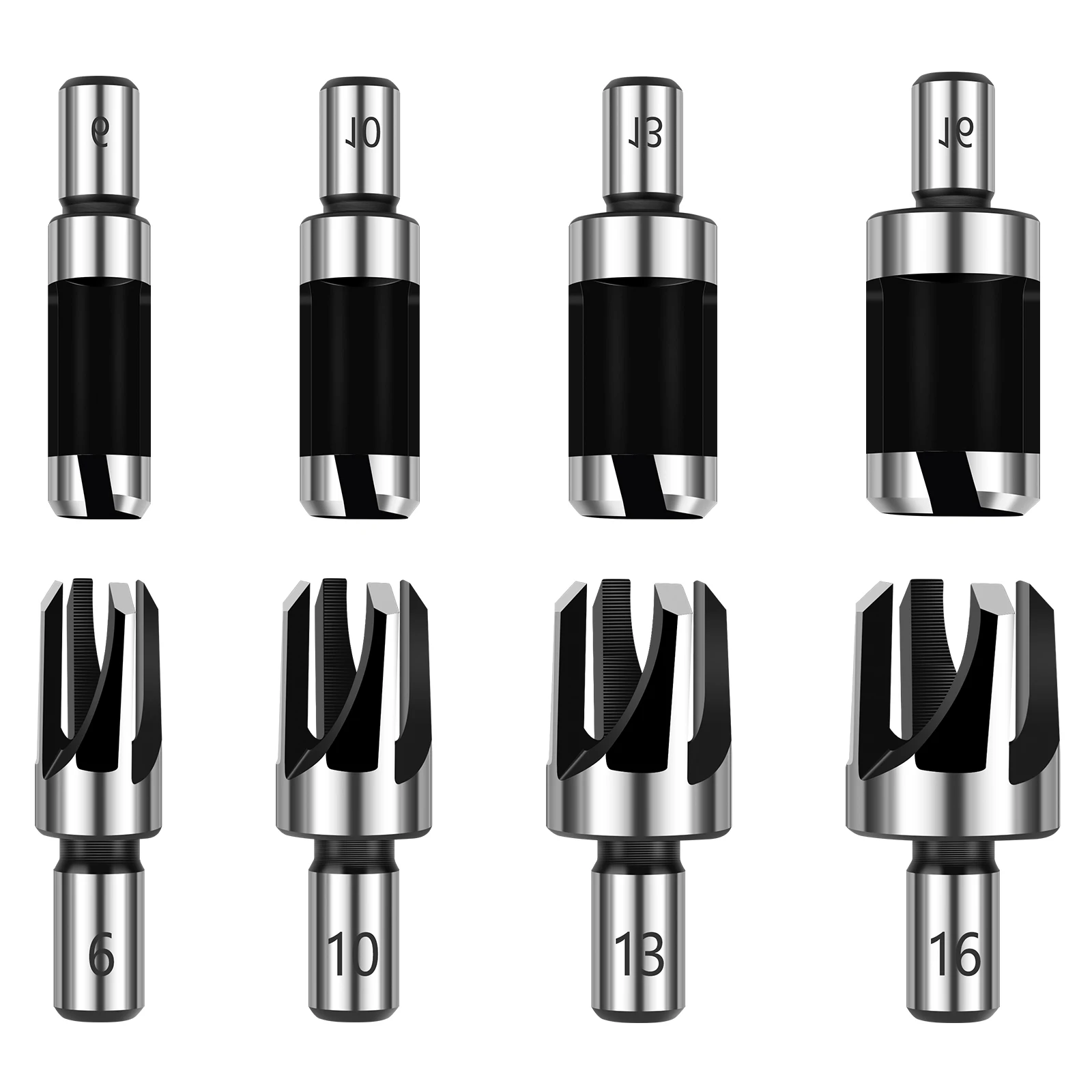 

Claw Dowel Hole Four Cutter Drill Round Drill Saw Bits Hole Cork Flute Dowel For Drill Bit Shank 8pcs Woodworking Wood Tapered