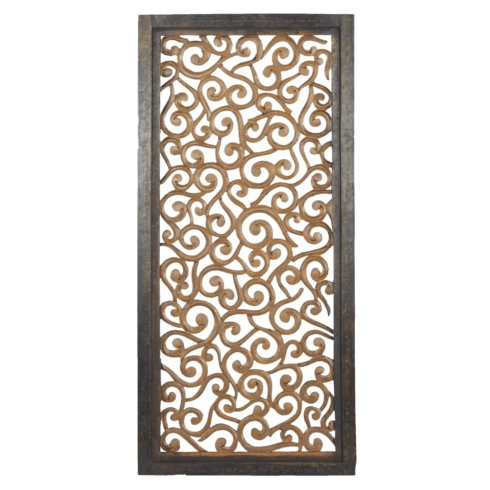 

Traditional Wood Carved Vine Scroll Design With Brown Finish Room Decoration Decor Wall Home Garden