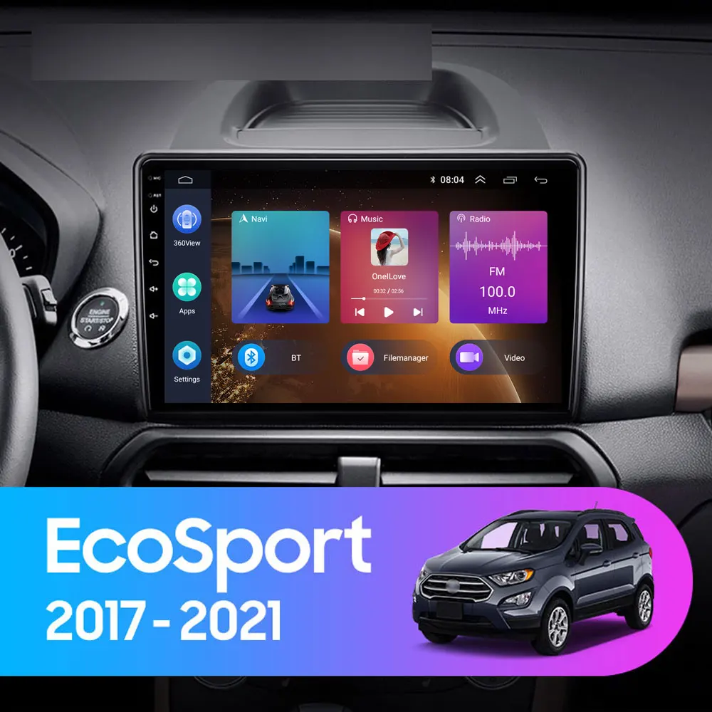 JUSTNAVI QT10 DSP AM FM 6G 128G Android 10 0 для Ford EcoSport Eco Sport 2017 - 2021 стерео беспроводной проводной