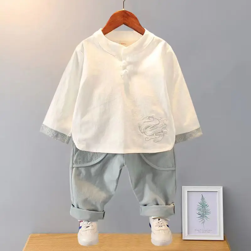 Childrens Wear Boys Han Suit Childrens Spring And Autumn Tang Suit Babys Summer Suit Chinese Style Two-piece Suit