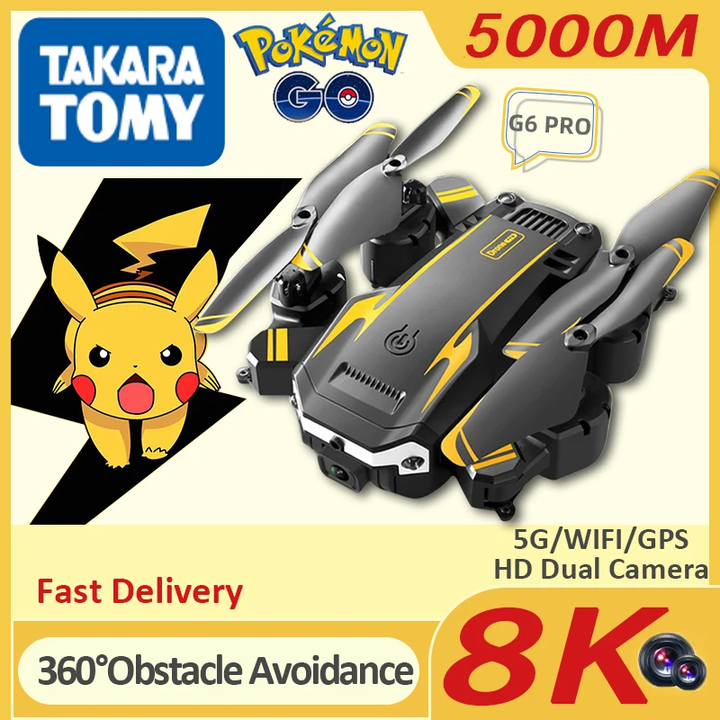 TAKARA TOMY Pokemon Drone 8K GPS Professional HD Aerial Photography Dual-Camera Omnidirectional Obstacle Avoidance Gifts Toys