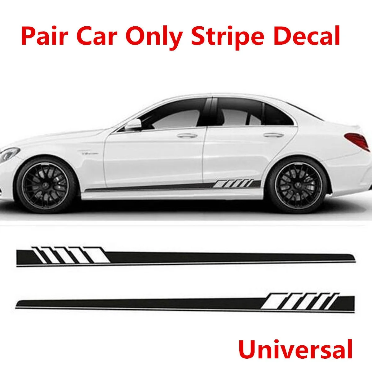 

For 2Pcs Car Side Body Vinyl Decal Sticker Sports Racing Race Long Stripe Decals styling