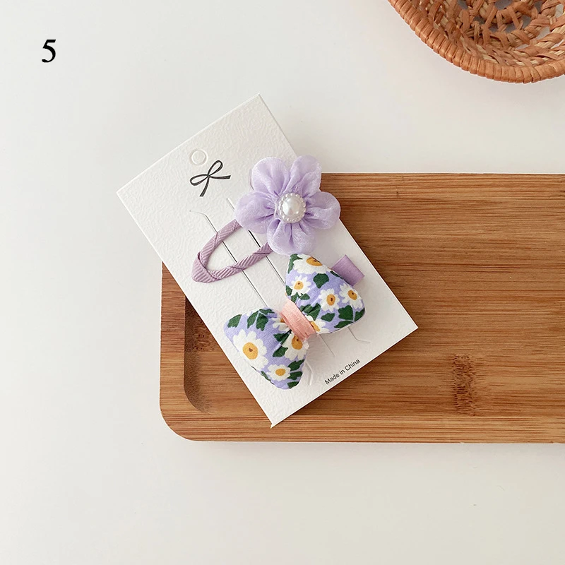 

2Pcs Purple Bow Hairpin Baby Girls Sweet Flower Hair Clip Set Korean Baby Hair Accessories Cute Girl Barrettes Kawaii Hair Pin