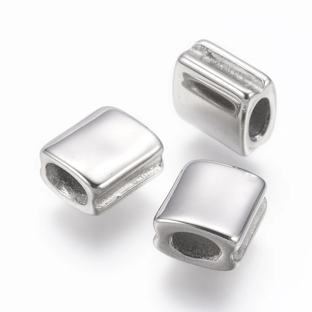 

10pcs 304 Stainless Steel Square Beads 8x7x4.5mm for Fashion Simple bracelet necklace DIY jewelry making,Hole: 2x3.5mm