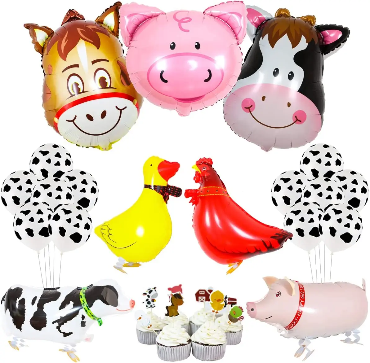 

Cheereveal Farm Animal Party Decorations Farm Walking Balloons Cupcake Toppers for Boy or Girls Barnyard Birthday Party Supplies