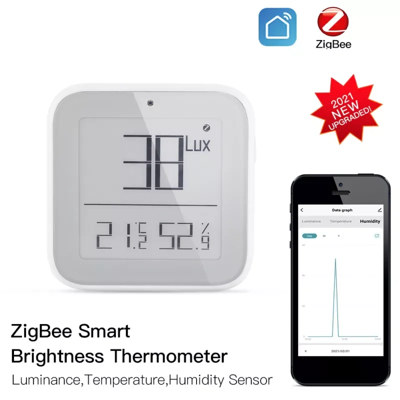 

Zigbee Wireless Smart Brightness Thermometer Smart Home Remote Control -time Light Sensitive Temperature Humidity Detector