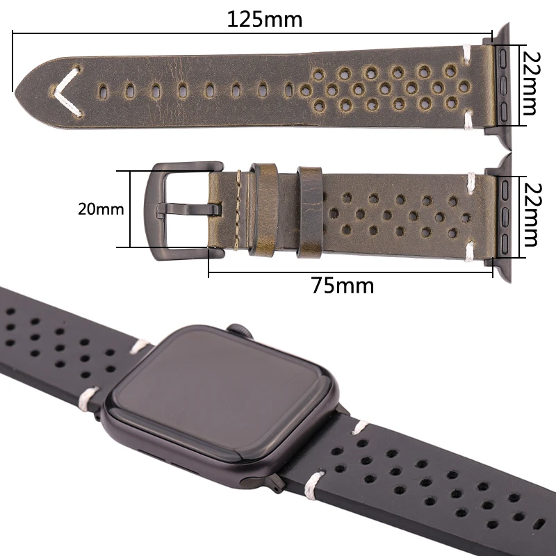 Genuine Leather Strap For Apple Watch Band Serie 7 6 5 4 Se Bracelet 44mm 45mm 40mm 41mm 42mm 38mm Women Men Iwatch Watchband