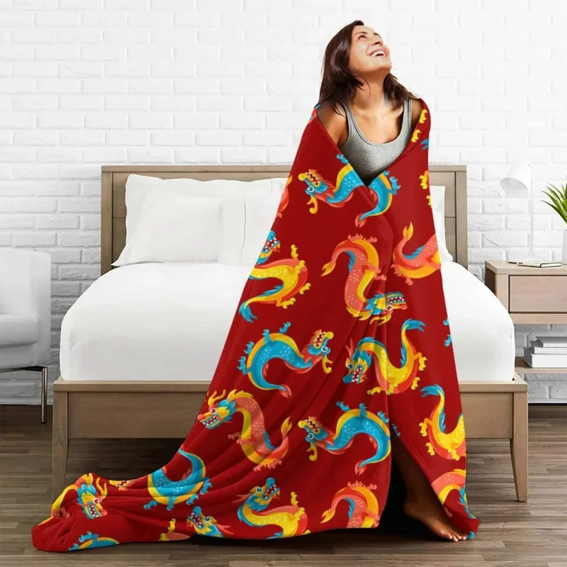

Cool Myth Dragon Blankets Fleece Print Multi-Function Super Soft Throw Blanket For Sofa Travel Quilt