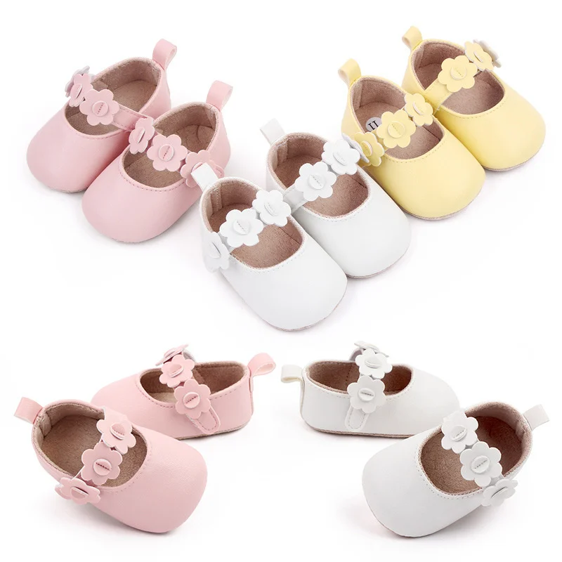 

Newborn Baby Prewalker Girl Elegant Casual Shoes Leather Soft Bottom Infant Toddler First Walkers Breathable Baby Sneaker 5Style
