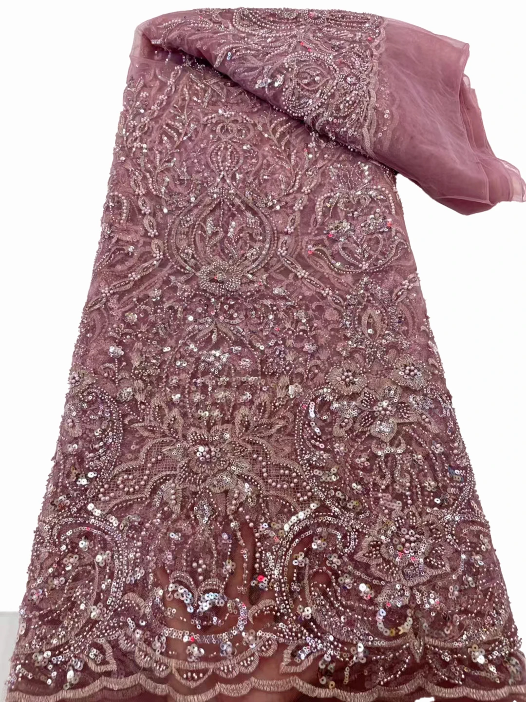 

Изысканная Высококачественная вышивка, кружевная сетчатая вышивка, роскошная блестящая бусина с вышивкой, ткань для вечернего платья, 5 ярдов