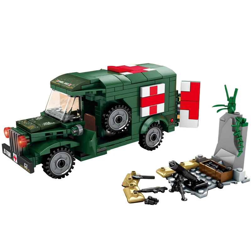 2 мировая война США военный Dodge T214-WC54 скорая помощь автомобиль армейский автомобиль с медицинскими минифигурами строительные блоки игрушки для детей