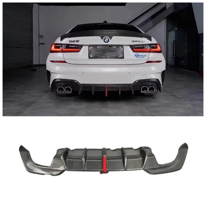 

Для BMW 3 серии G20 G28 330Li 2020-2023 высокое качество углеродное волокно багажник бампер задний диффузор спойлер выхлоп Защитная крышка