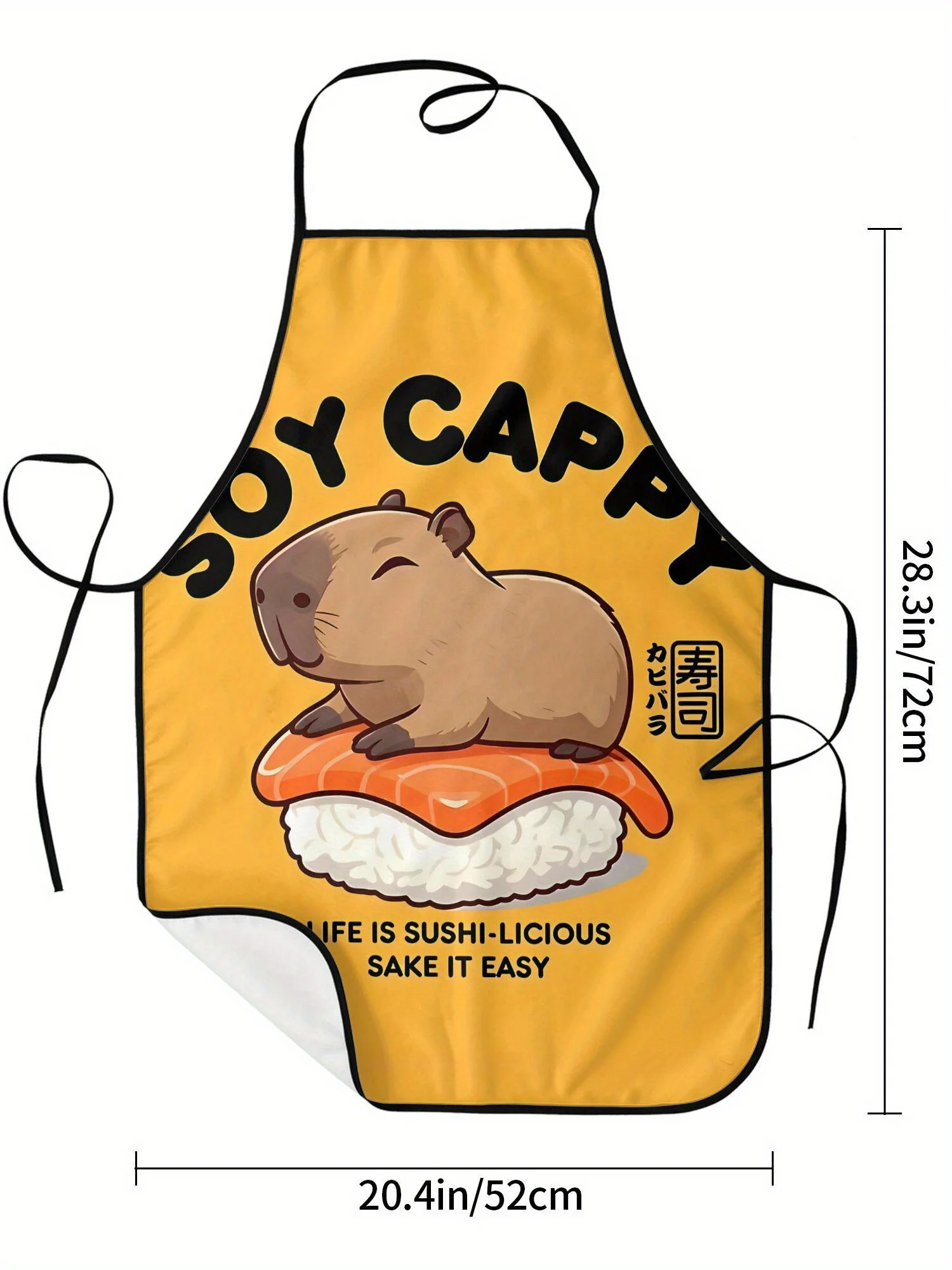 Фото Cappy Life Is Sushi Licious Capybara Регулируемый кухонный фартук в стиле ретро Унисекс Кухонный фартук с милым принтом Capybara Sushi №2
