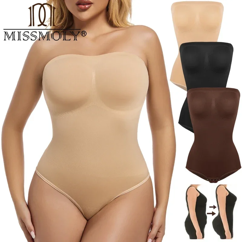 MISSMOLY женские боди без бретелек корректирующее белье топы для управления животом