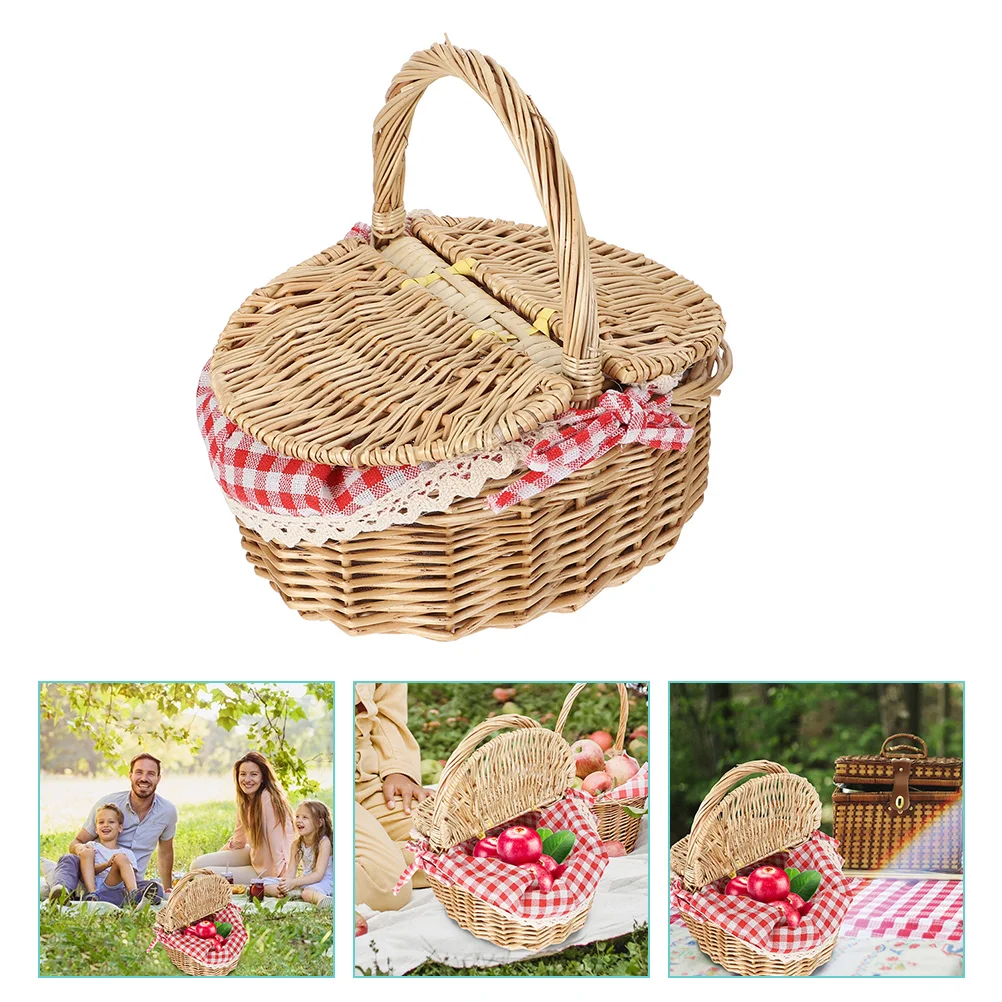 

Basket Picnic Storage Wicker Woven Rattan Hamper Bins Lids Flower Fruit Willow Seagrass Baskets Bread Serving Egg Toy Bin