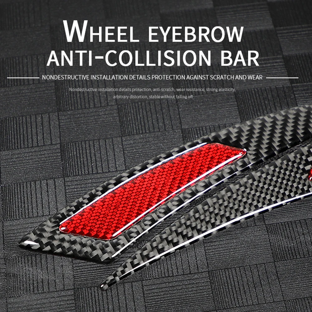 

2Pcs High Quality Car Sticker Front Fender Stripe Guard Tire Eyebrow Protector True Carbon Fiber Wheel Trim Sticker Universal