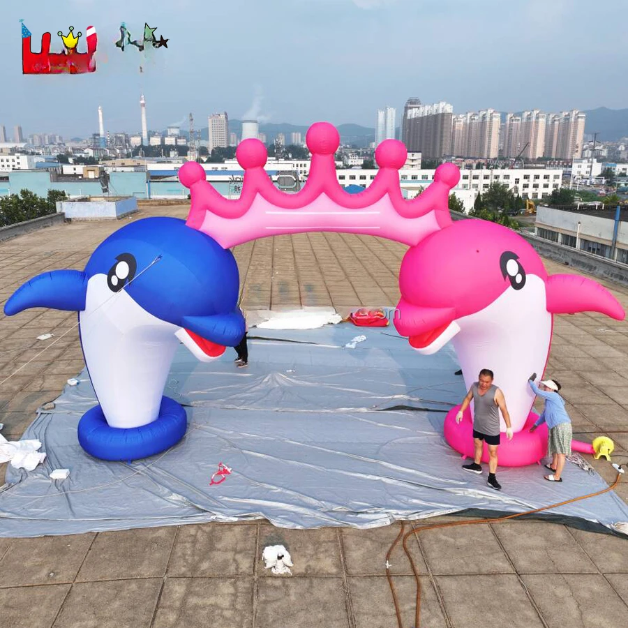 Надувная арка с дельфином в виде короны для вечеринок и продвижения размер 5 м