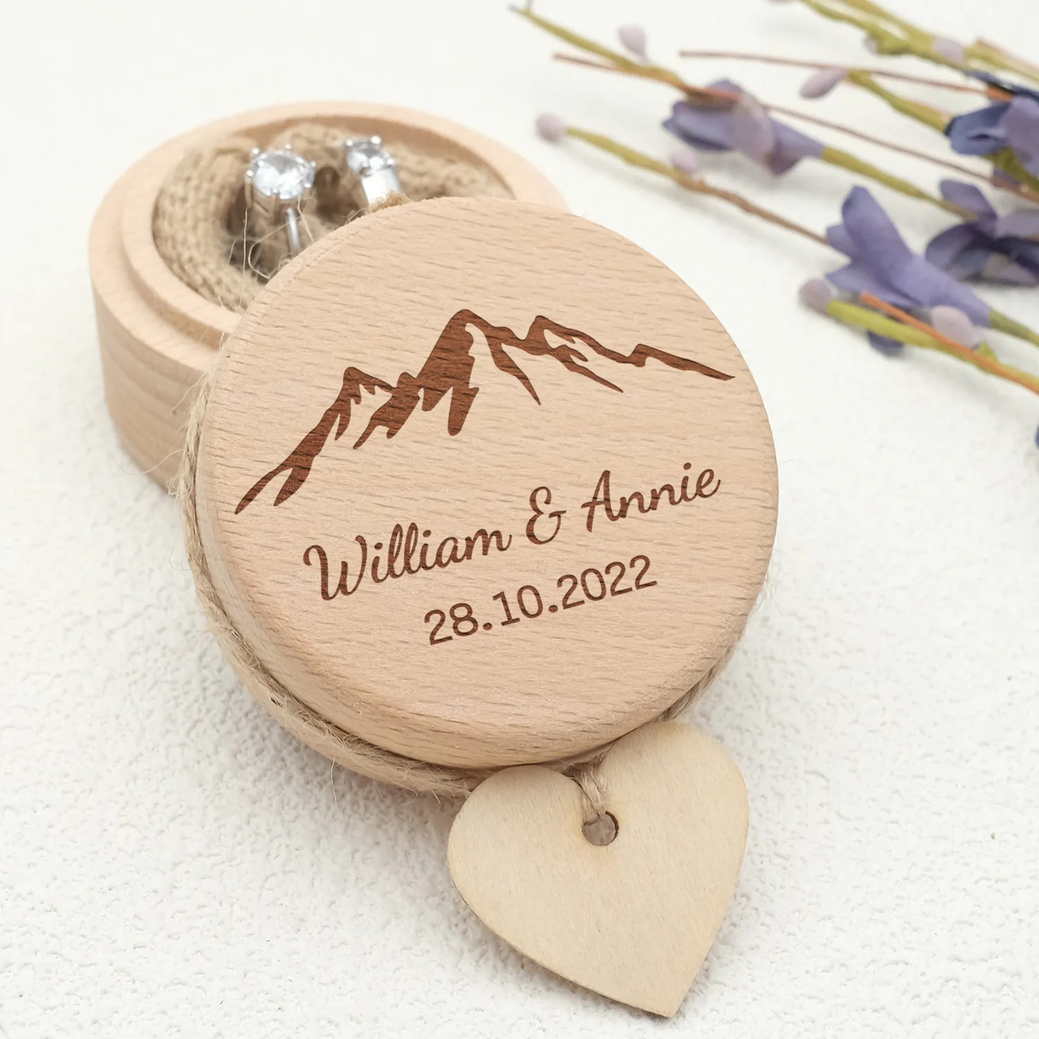 Wedding Ring Box Engrave Ring Box Wood Ring Box With Heart Proposal Box Bridal Shower Gift