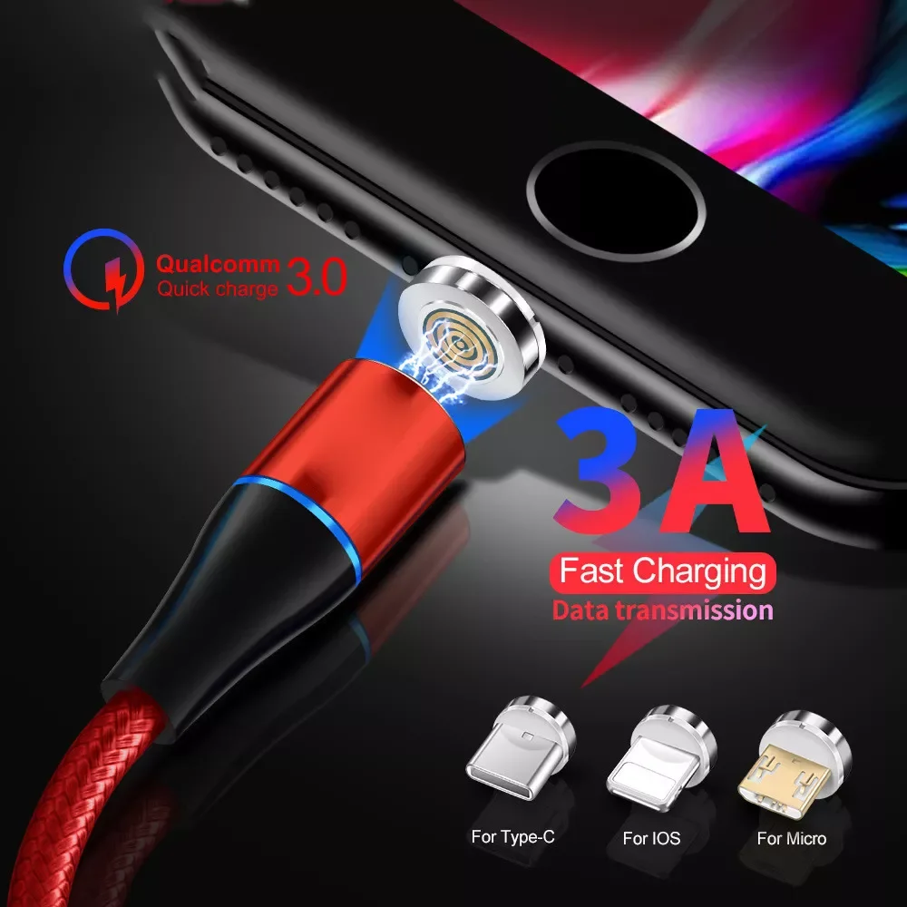 

Magnetic Cable 3A Fast Charging Micro USB Type C Cable For iPhone Xiaomi Redmi A2 Note 8 5 Magnetic Charger Phone Data USB Cord