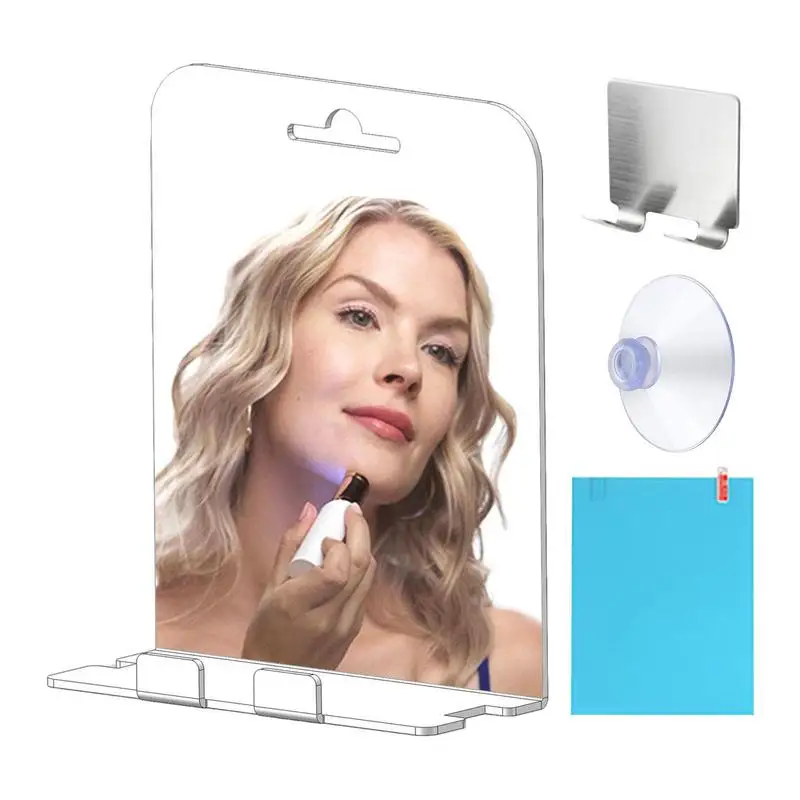 

Fogless Shower Mirror Wall Suction Shower Mirror Multifunctional Fog Free Makeup Glass Acrylic Shaving Mirror ForBathroom Gadget