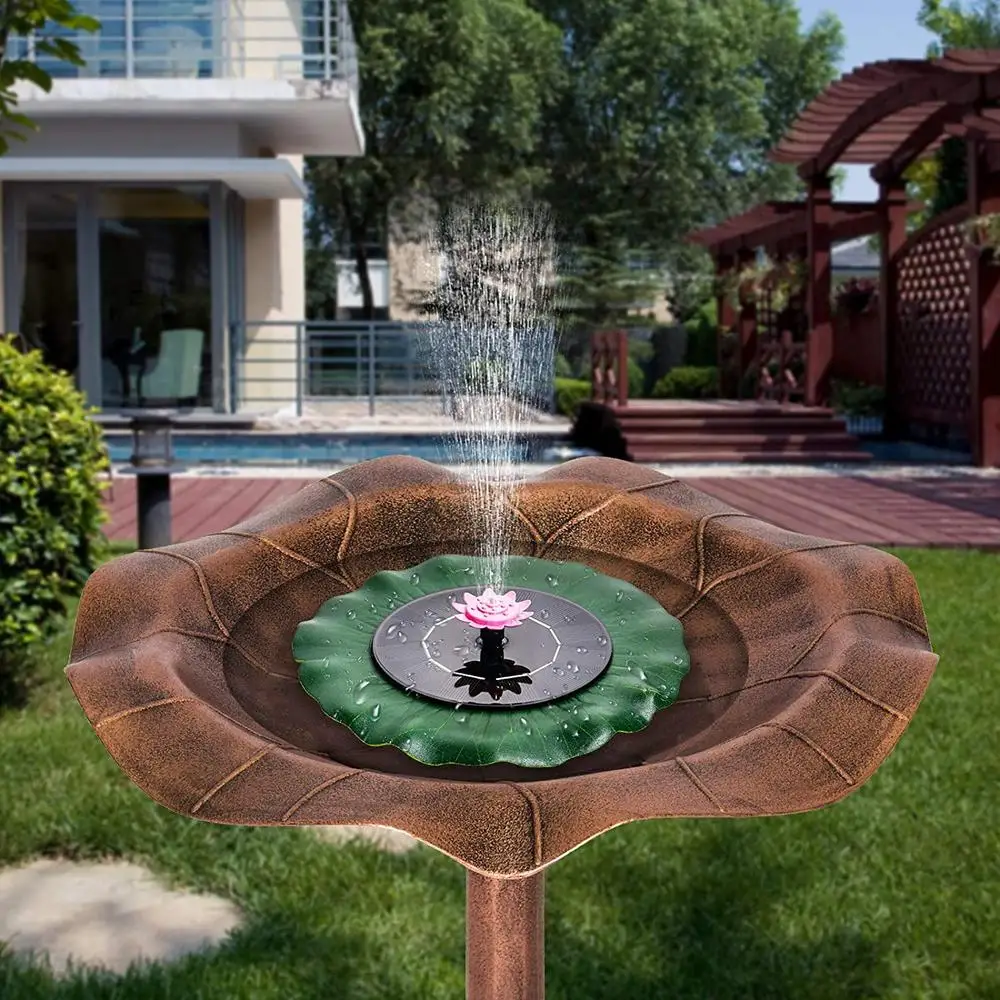 

2022 NEW Solar Fountain Pump Lotus Leaf Wrap Floating 1W Water Fountain with Nozzles For Bird Bath Pond Pool Garden Decoration