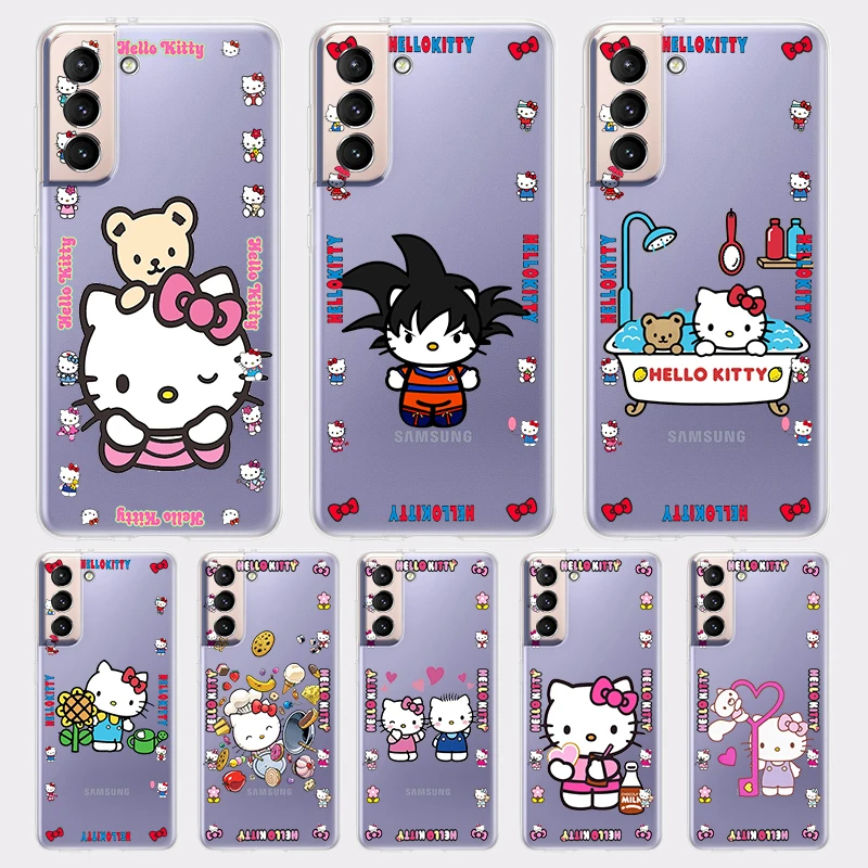 

Anime Cute HelloKitty Love for Samsung Galaxy S22 S21 S20 Ultra Plus Pro S10 S9 S8 S7 S6 4G 5G Soft TPU Transparent Phone Case