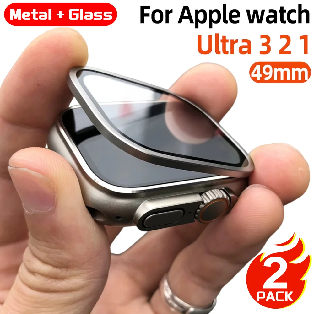 Фото Закаленное стекло для Apple Watch Ultra 3 2 1 49 мм Защитная пленка для экрана от царапин HD Металлический бампер Полная пленка для IWatch Ultra 49 мм №1