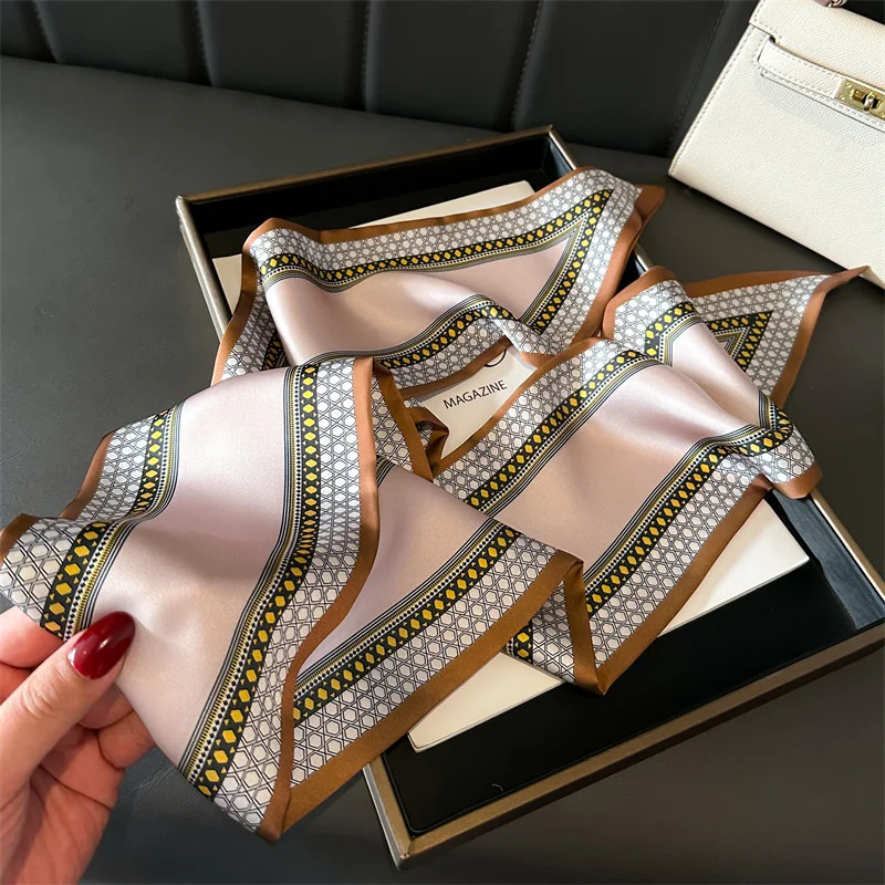 Фото Imprime Floral 14X147 см Длинный рубанный платок En Soie Femmes Cou Foulards Bandeau Femme Maigre Foulard Bandeau De Cheveux Cou Crav №1