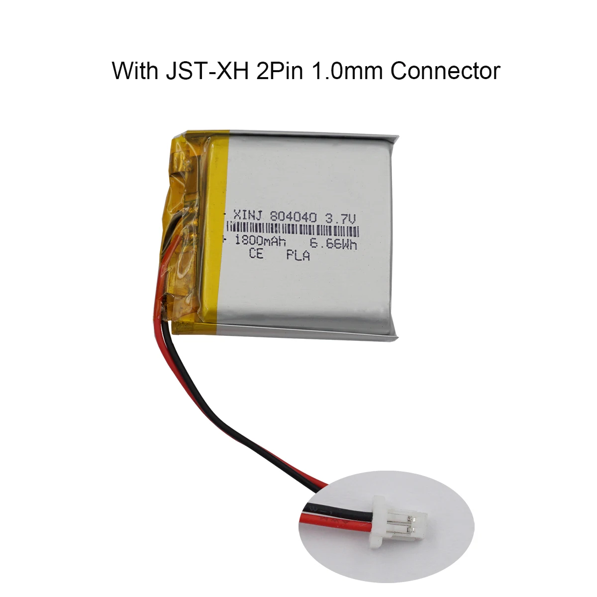 

3.7V 1800 mAh 6.66Wh Rechargeable Polymer Li Lithium Lipo Battery 804040 JST 2Pin 1.0mm Connector For GPS DashCam Tablet PC