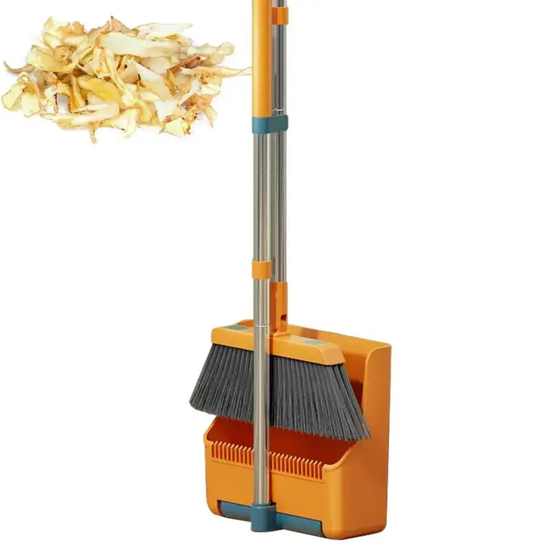 

Broom And Dustpan Set Lightweight 180 Rotating Broom And Dustpan Combo Portable Upright Stand Up Broom Kit For Lobby Garden
