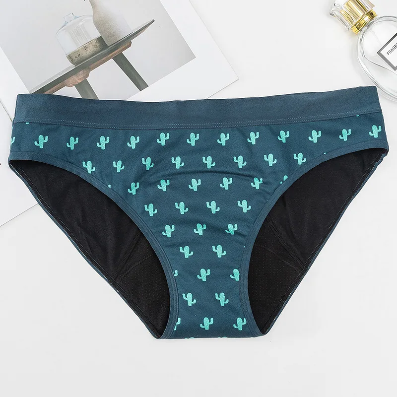 3PCS Europe Size 4-Layer Cotton TEEN Period Panties Mid-Rise Loli Underwear Absorbent Menstrual Panties Leakproof Women's Briefs