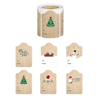 christmas gift sticker stickers tag kraft label paper xmas roll holiday sealing labels tags bag envelope present writable