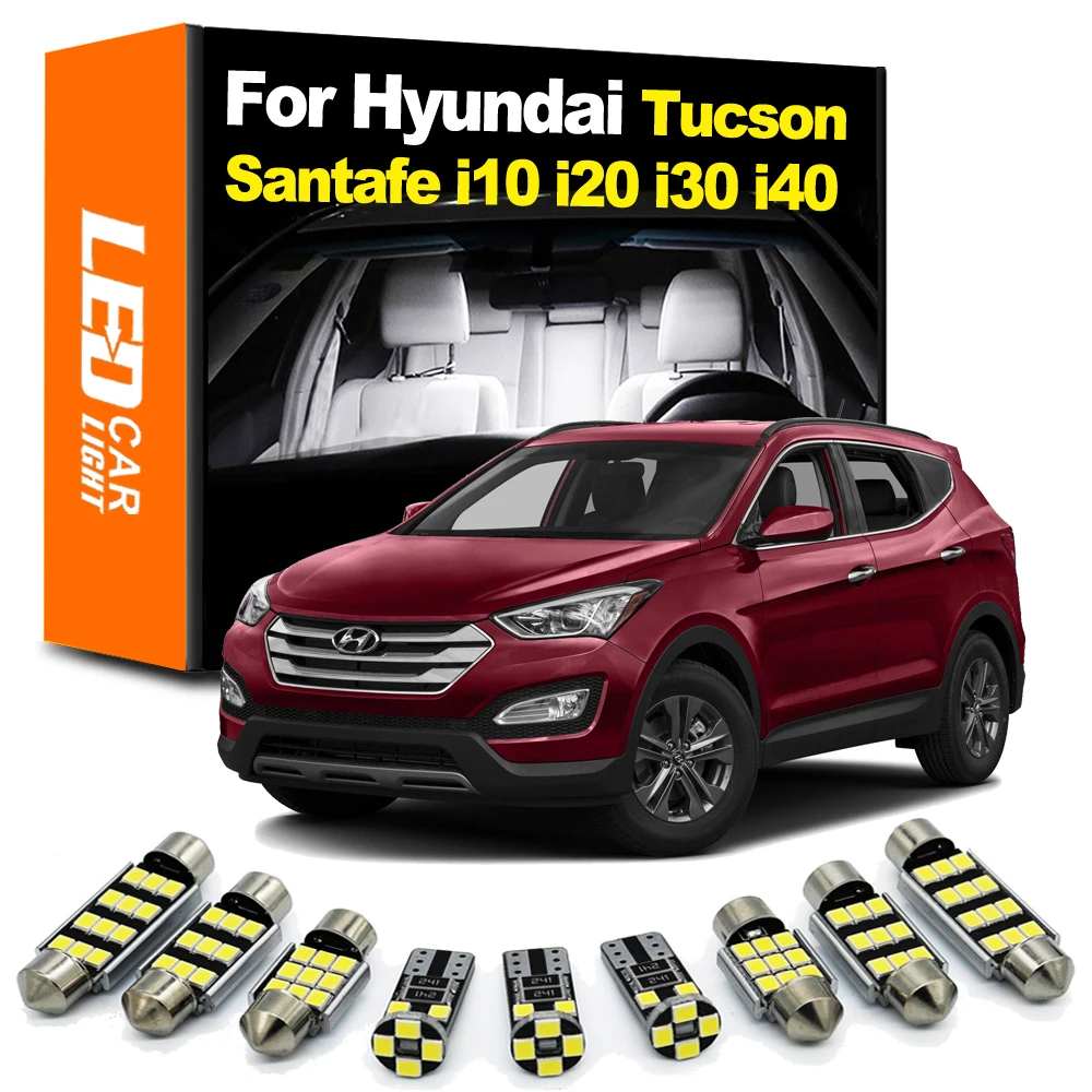 

Zoomsee Interior LED For Hyundai i10 i20 i30 i40 ix20 ix35 ix55 Tucson Santa Fe Santafe Canbus Vehicle Indoor Dome Map Light Kit