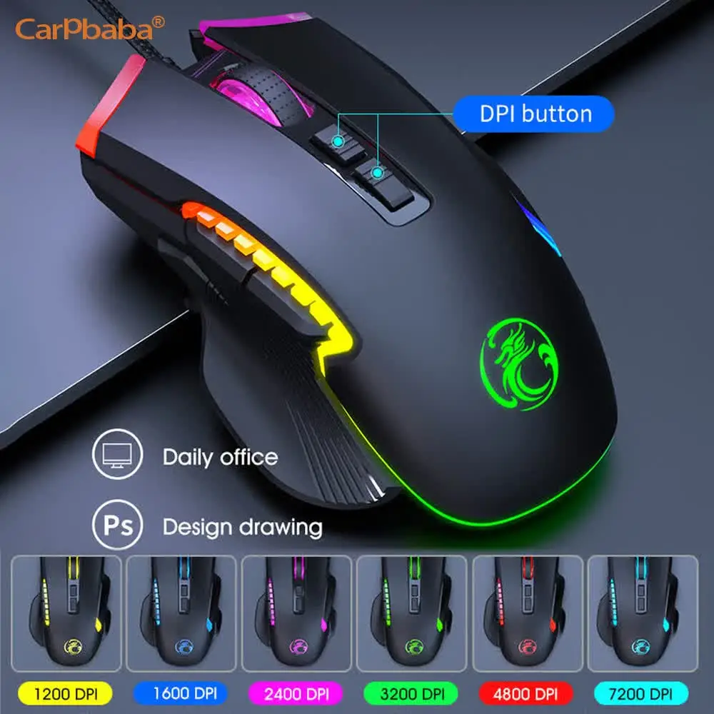 Фото Игровая мышь IMICE RGB: профессиональная оптическая мышь с 7 яркими цветами LED-подсветки и эргономичным дизайном для LOL и CS №3
