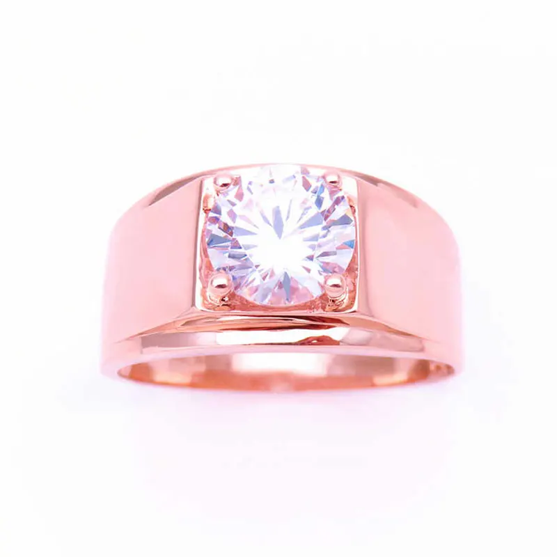 

585 purple gold 14k rose gold square gemstone wedding rings for couples opening simple design fashion light luxury jewelry