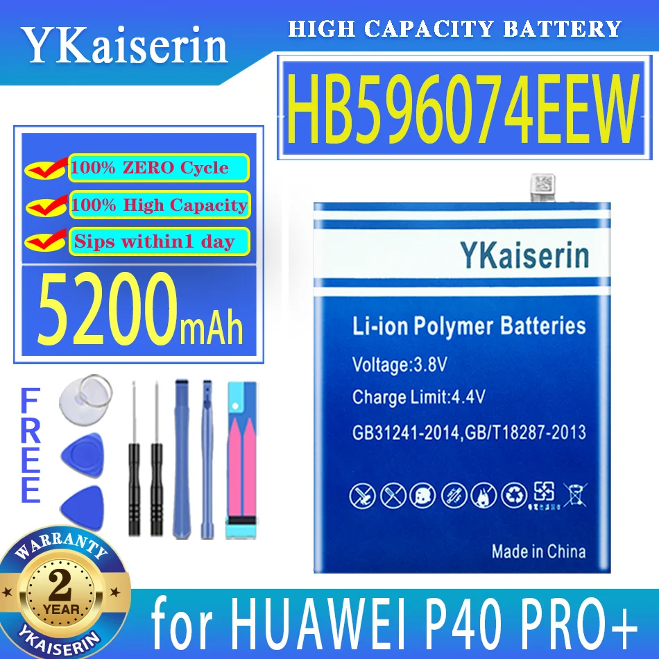 

YKaiserin 5200mAh Replacement Battery HB596074EEW for HUAWEI P40 PRO+ P40PRO Mobile Phone Batteria