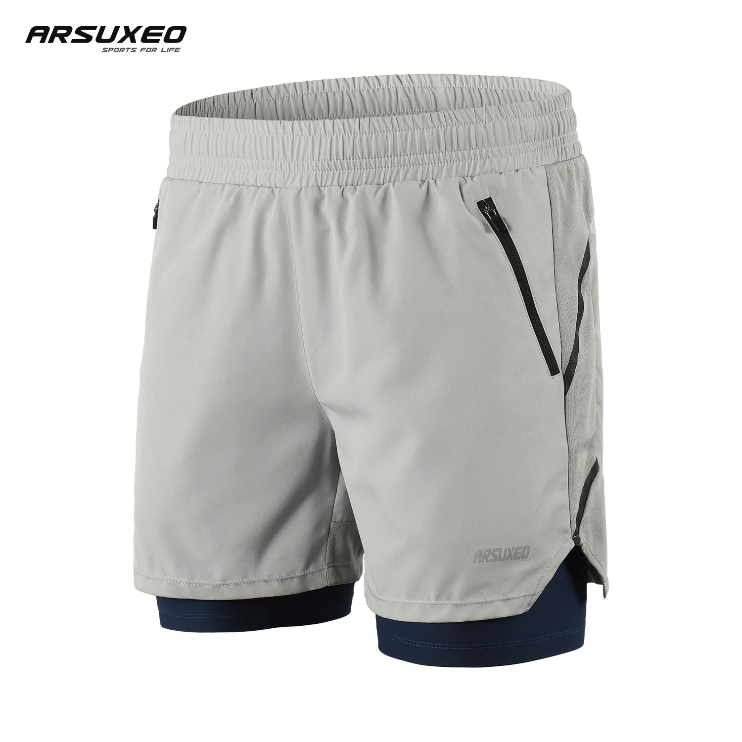 ARSUXEO Running Shorts Men 2 In 1 Bicycle Summer Sports Pants Fitness Training Exercise Jogging Breathable Yogo Gym Shorts Male